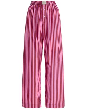 Comme Si La Boxer Alta Striped Cotton-poplin Trousers - Pink