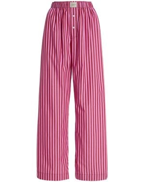 Comme Si La Boxer Alta Striped Cotton-poplin Pants - Pink