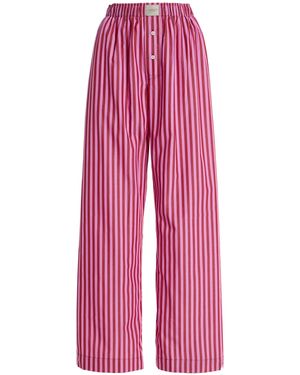 Comme Si La Boxer Alta Striped Cotton-poplin Trousers - Pink