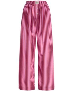 Comme Si La Boxer Alta Striped Cotton-poplin Pants - Pink
