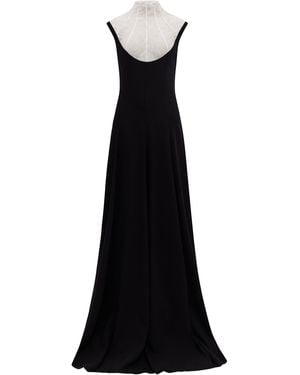 Harithand Marella Lace-Detailed Silk-Crepe Maxi Dress - Black