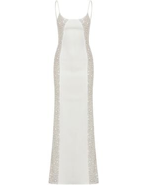 Ila Exclusive Violet Sequin-paneled Silk Gown - White