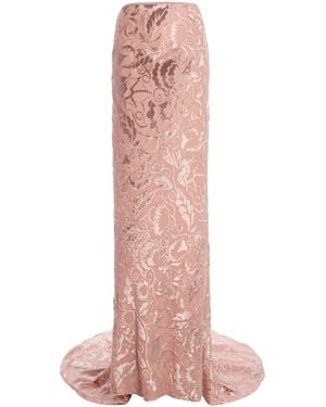 Wiederhoeft Burnout Velvet Maxi Skirt - Pink
