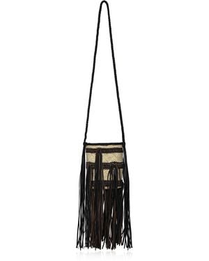 Johanna Ortiz Seville Melodies Natural Palm Shoulder Bag - Black