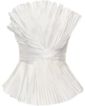 ANDRES OTALORA Nuru De Luna Pleated Taffeta Top - White