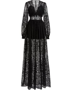 Zuhair Murad Cathedral Embroidered Tulle Maxi Dress - Black
