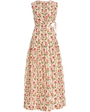 Agua Bendita Exclusvie Otoã±O Cutout Floral Cotton Maxi Dress - Natural
