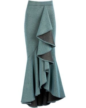 Silvia Tcherassi Bambolera Metallic Ruffled Maxi Skirt - Green
