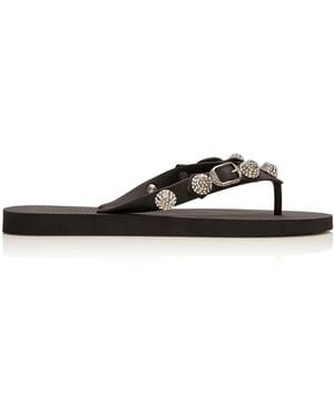 Balenciaga Cagole Rubber Thong Sandals - Black
