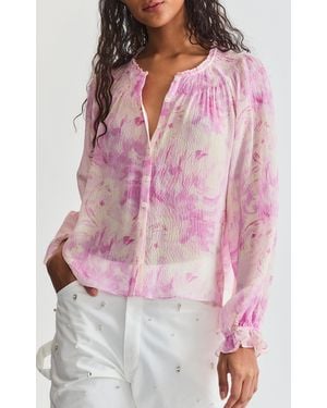 LoveShackFancy Braun Balloon-sleeve Silk-blend Blouse - Pink