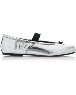 Maison Margiela Tabi Crinkled Metallic Leather Ballet Flats