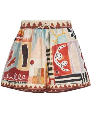 ALÉMAIS Michelle Linen Shorts - Red