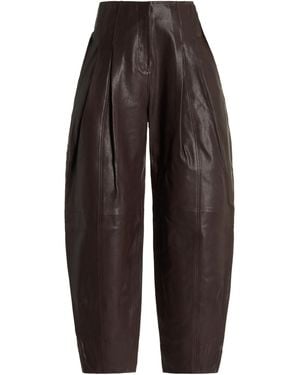Ulla Johnson Sloane Pleated Tapered Wide-leg Leather Trousers - Brown