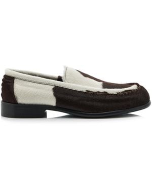 Hvoya Exclusive Bowie Cow-Print Pony Hair Loafers - Black