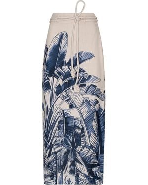 ANDRES OTALORA Soñando Mucho Belted Linen-blend Maxi Skirt - Blue