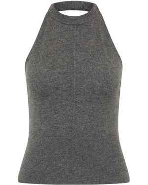 St. Agni Ribbed Halter Cashmere Top - Grey