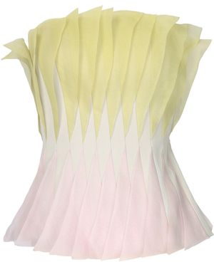 Chorus Exclusive Marlon Pleated Silk-Blend Organza Top - Yellow