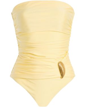 Jonathan Simkhai Lorena Shell Strapless One-Piece Swimsuit - Yellow