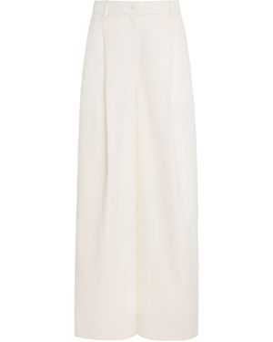 Sloan Exclusive Boyfriend Pleated Wool Trousers - White