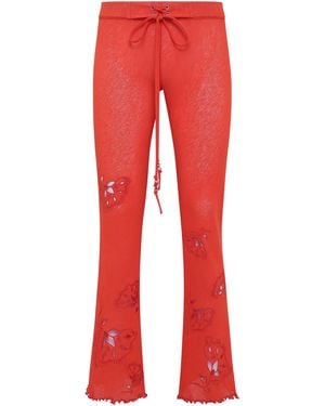 Siedres Dania Embroidered Mesh Flared Trousers