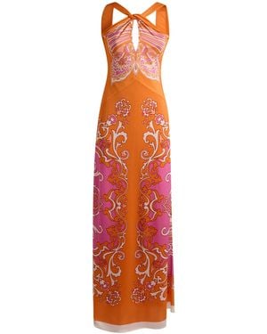 Etro Printed Keyhol Maxi Dress - Orange
