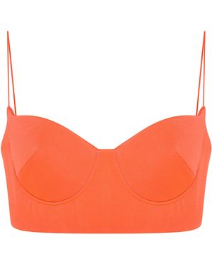 Alex Perry Hart Satin Bustier Top - Orange