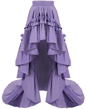 Carolina Herrera Ruffle-Hem Tech Taffeta High-Low Skirt - Purple