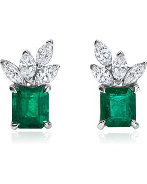 Mindi Mond New York 18K Emerald Cluster Marquis Stud Earrings - Blue