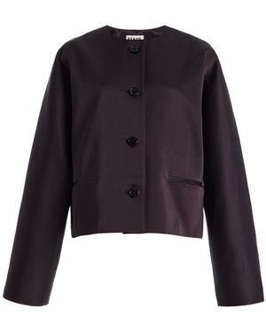 STAUD Liz Cropped Satin Coat - Black