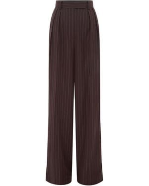 Alex Perry Tailored Twill-lurex Pinstripe Trousers - Purple