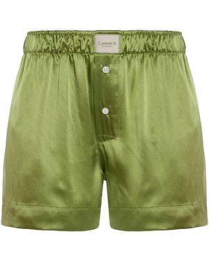 Comme Si Classica Silk Charmeuse Boxer Shorts - Green