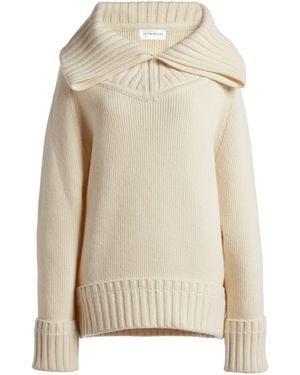 Victoria Beckham Wide-Collar Wool-Blend Jumper - Natural