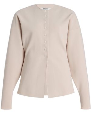Birrot Exclusive Lay2 Bonded-Crepe Cardigan - Natural