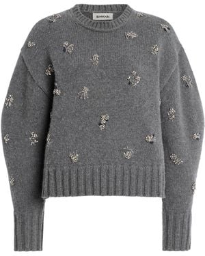 Jonathan Simkhai Coraline Crystal Wool-Cashmere Sweater - Grey