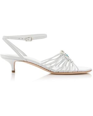 Christopher Esber Bezel Quartz Micro Heel Sandals - White