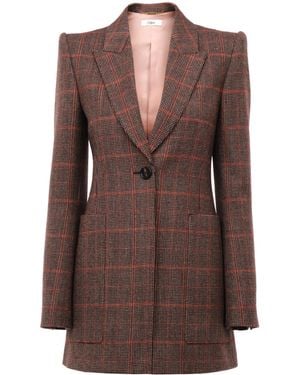 Chloé Long Checked-Wool Blazer - Brown