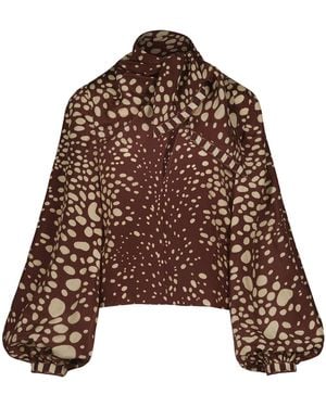 Johanna Ortiz Maps Of The South Silk-Cotton Blouse - Brown