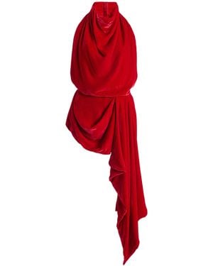 Givenchy Open-Back Draped Velvet Top - Red