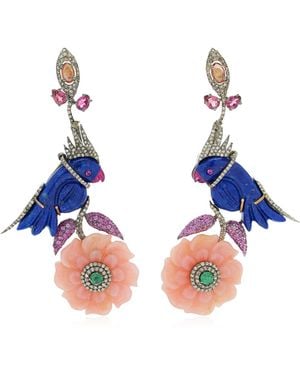 Amrapali Morni 14k Yellow Gold And Silver Earrings - Blue