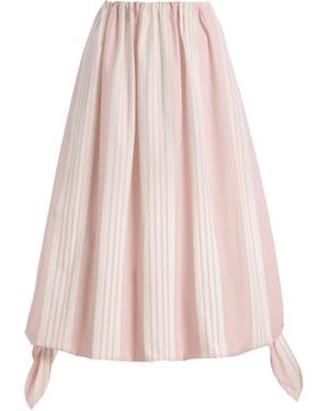 Posse Rosie Striped Cotton Midi Skirt - Pink