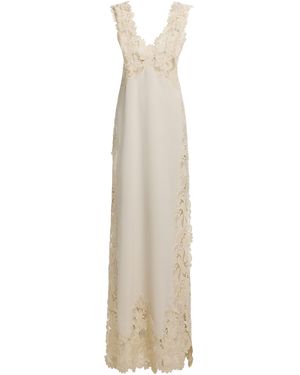 Elie Saab Macrame Lace-Embellished Maxi Dress - White