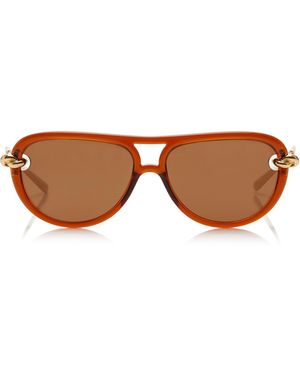Bottega Veneta Aviator-Frame Acetate Sunglasses - Brown