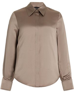 Brandon Maxwell Spence Silk Button-Down Shirt - Natural