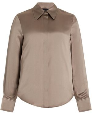 Brandon Maxwell Spence Silk Button-Down Shirt - Natural