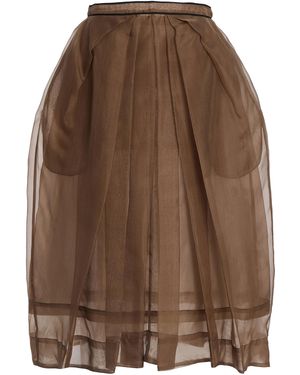 Kamperett Brise Silk Organza Midi Skirt - Brown