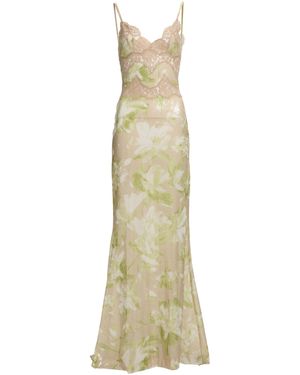 Elie Saab Printed Sequined Maxi Dress - Metallic