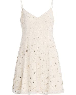 STAUD Emily Embellished Chiffon Mini Dress - Natural