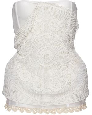 Magda Butrym Cotton Crochet Corset Top - White