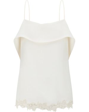 Into The East Heavy Silk Lace Panelled Camisole Top - White