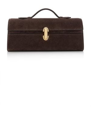 SAVETTE Slim Symmetry Suede Pochette - Brown